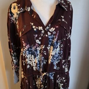 Torrid Floral Button-Up Dress - Brown and Blue